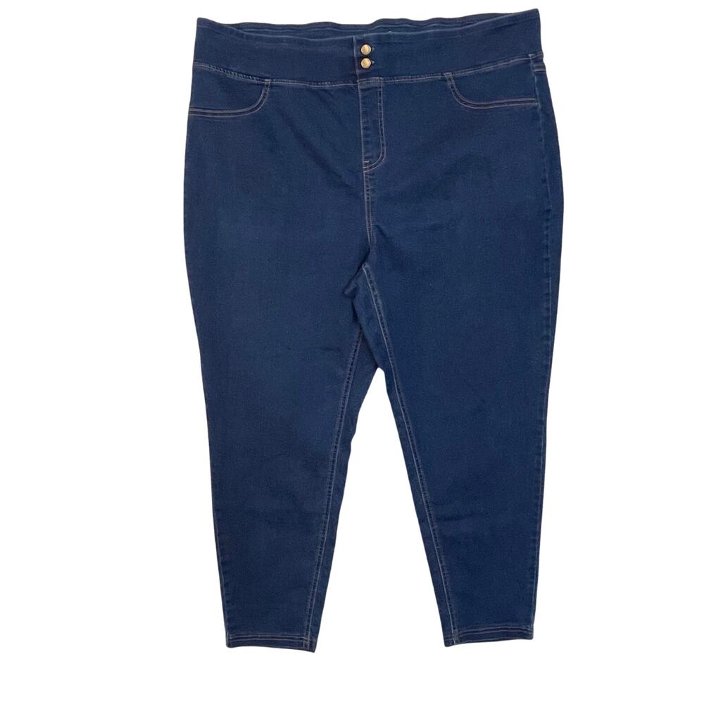 Terra & Sky Dark Wash Jeggings 2X (20W–22W) High Rise Pull-On Stretch Denim